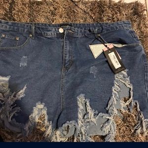 High waist jean shorts